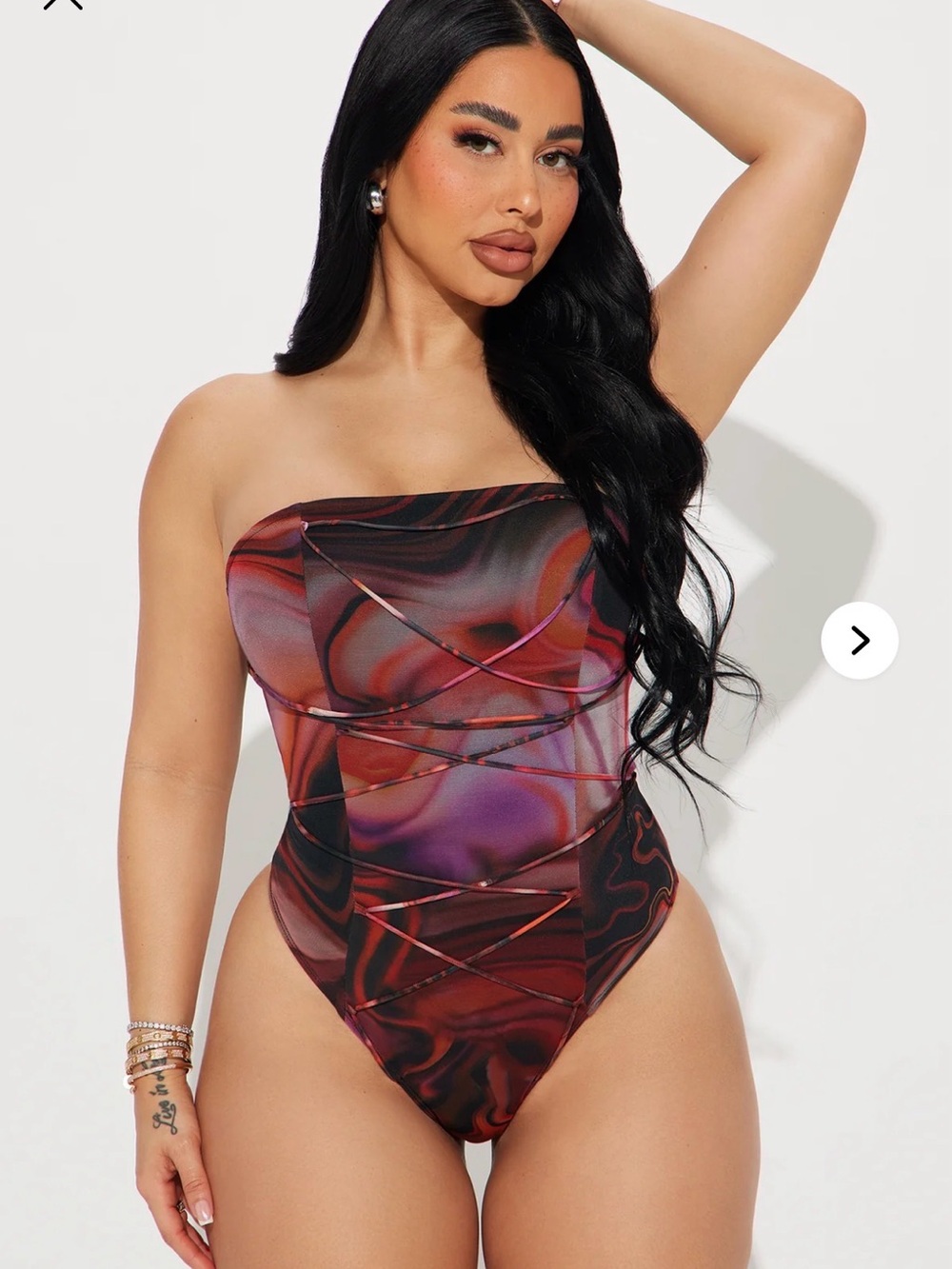 NWT Strapless Multicolor Mesh Bodysuit
